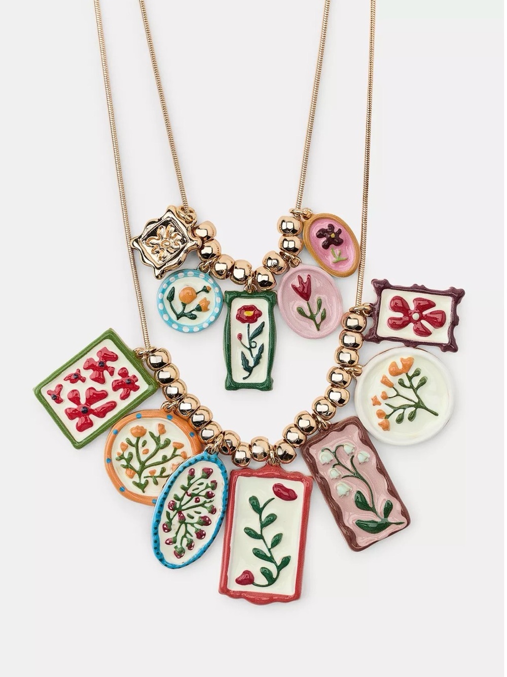 Zara Style 2-PACK RESIN FLORAL CHARM NECKLACES